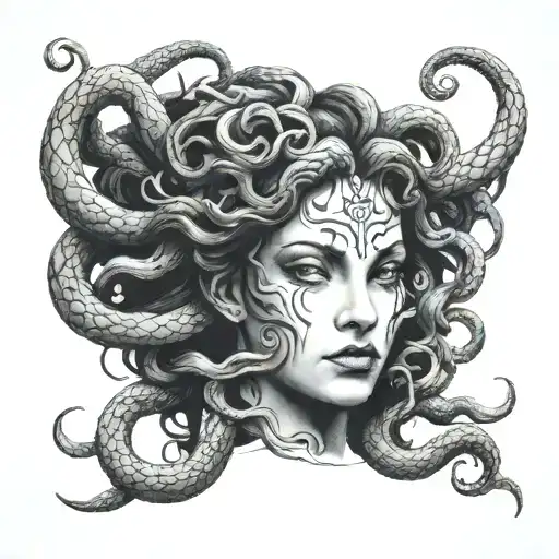 A Medusa Head Tattoo With A Dark And Eerie Twist Inspired By Horror Movies