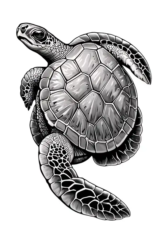 Sea Turtle Lying On A Coral Reef