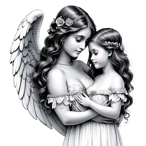 Mother Like An Angel With Her Daughter