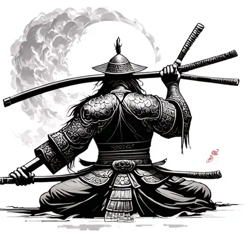 Create A Tattoo Of A Japanese Warrior Fighting With His Thoughts