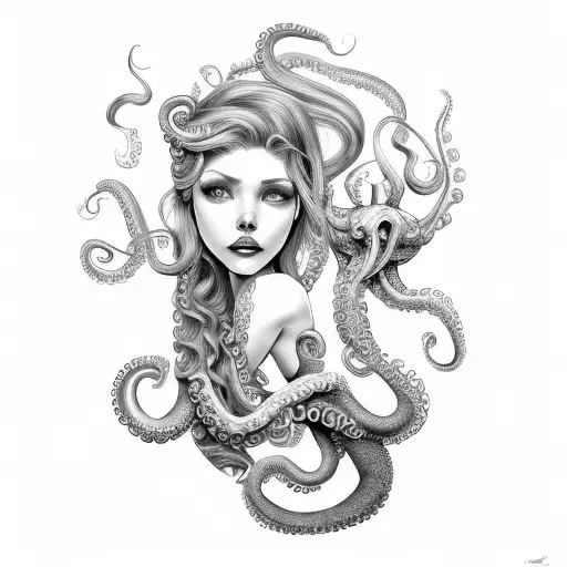 Mermaid With Octopus Tentacles For Hair
