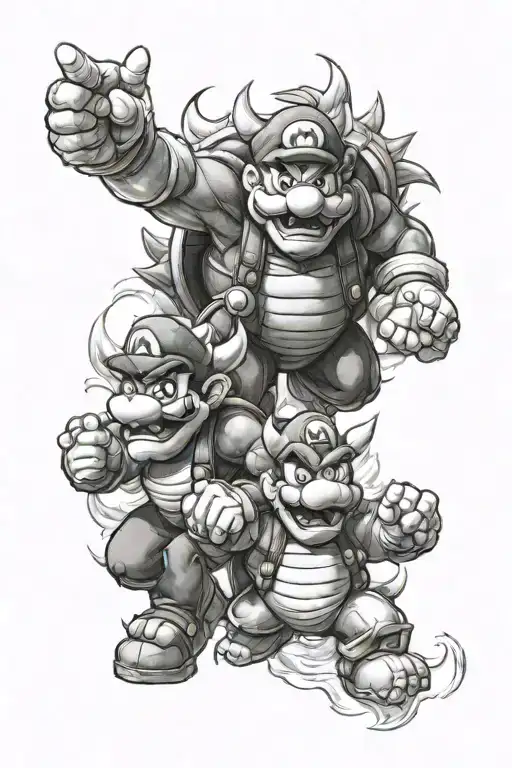 Mario And Bowser In Battle