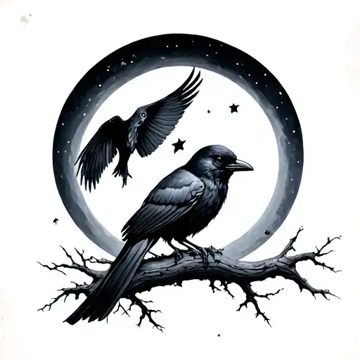 Moon Cycle And A Crow