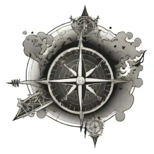 Compass Map Plane In The Sky