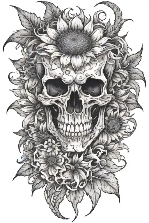 Dragon Sunflower Skull