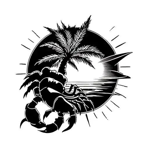Scorpio Palm Tree And Sun Shining