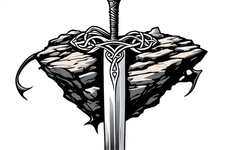 Celtic Knot Sword Stuck In A Rock
