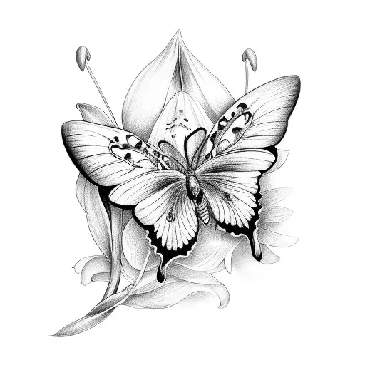 A Lily Of The Valley With A Butterfly