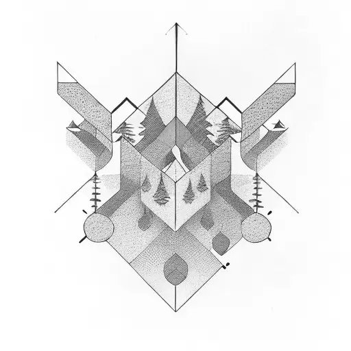 Forest With Geometrical Shapes Around It