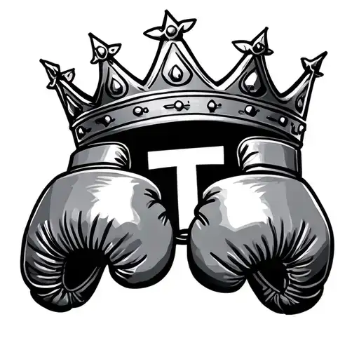 Thin Lines Boxing Gloves With A T Inside A Crown Hanging
