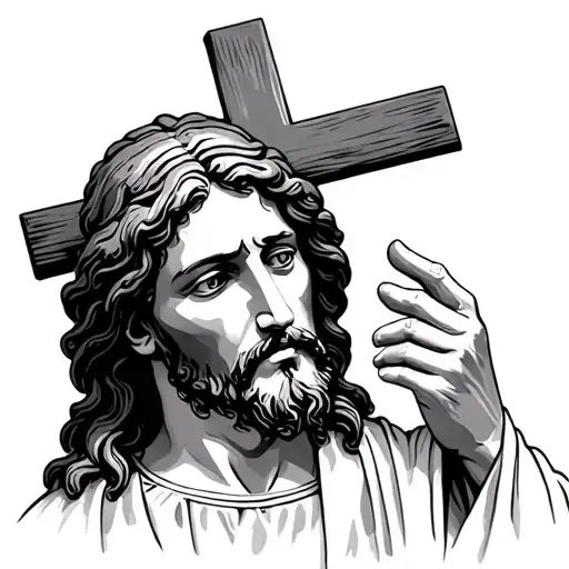 Jesus Looking At Cross