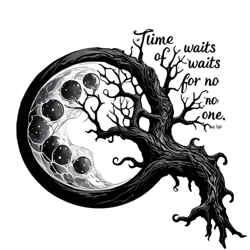 Moon Cancerian Hour Glass Tree Of Life Quote Time Waits For No One