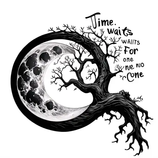 Moon Cancerian Hour Glass Tree Of Life Quote Time Waits For No One