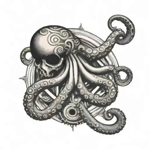 Octopus And Nautical Steering Wheel