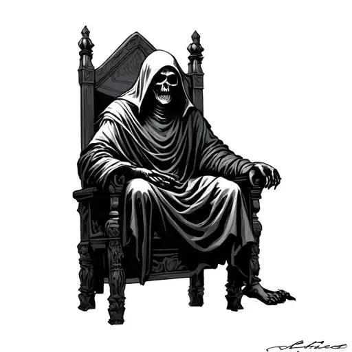 Grim Reaper Siting On Throne