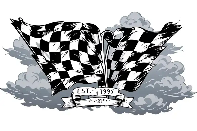 Checkered Flags Est 1991 Cloud Background
