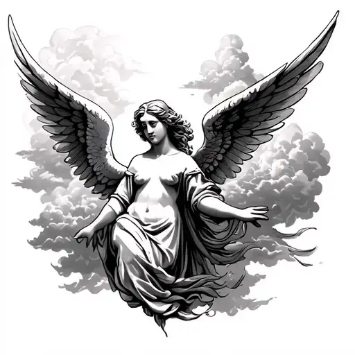 Angel With Wings With Clouds