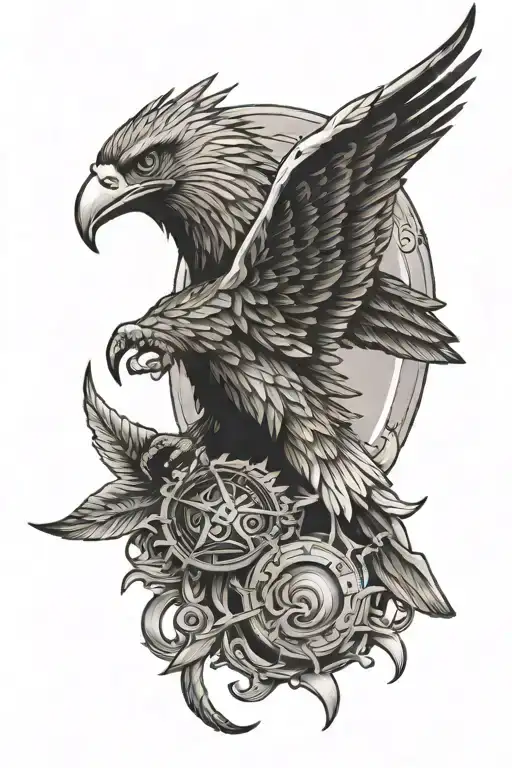 Sun With Eagle And A Serpent Coiled