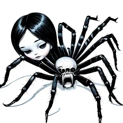 Doll Black Hair Being Eaten By A Spider