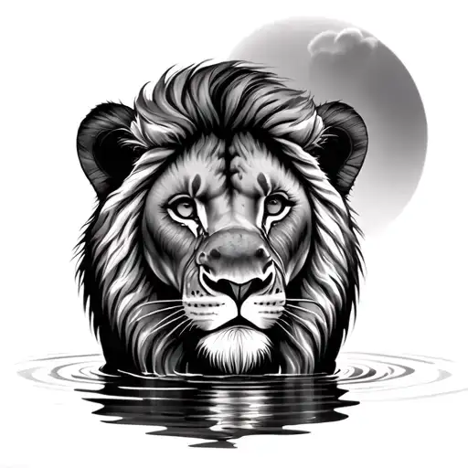 A Baby Baby Who Sees A Lion In The Pond