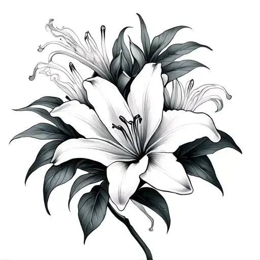 Azaleas And Lily Flowers