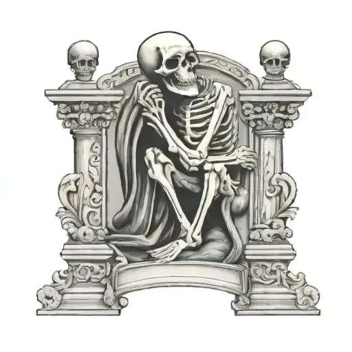 Skeleton Hugging A Gravestone