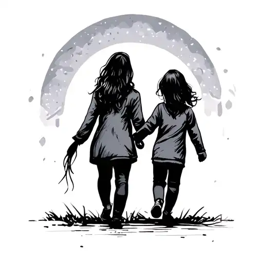 Mother And Young Daughter Walking