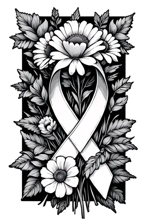 August Birth Flower Bouquet With Cancer Ribbon