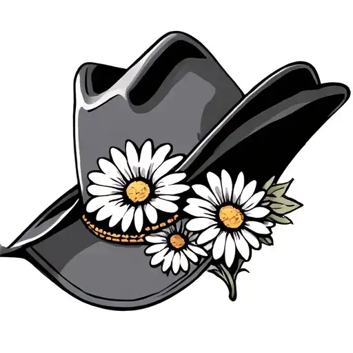 Cowboy Hat With Daisy Flower Simple