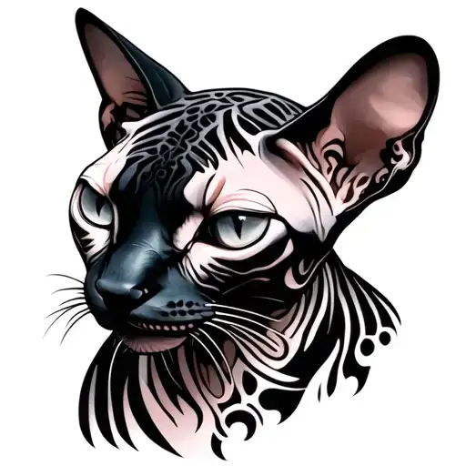Sphynx Cat Turned Into Panther Tattoo Design Full Body