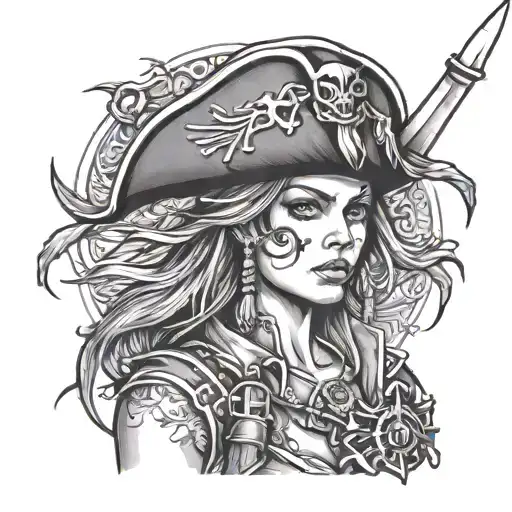 Female Pirate With Sword Upclose