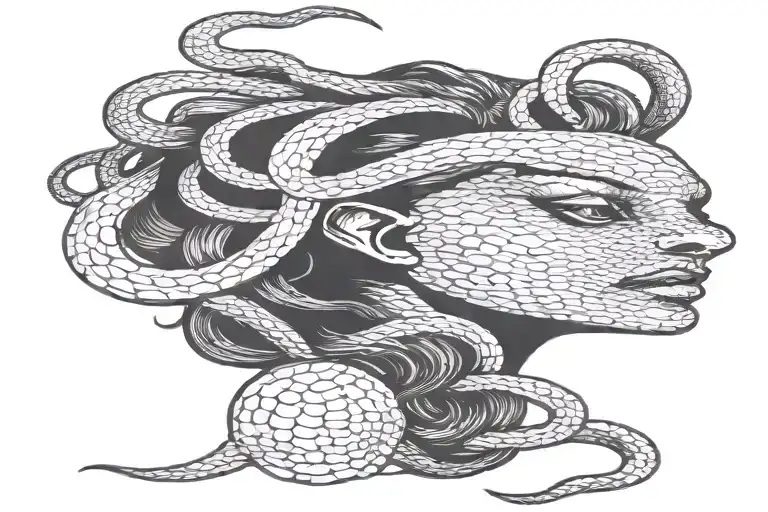 Medusa Angry Snake Hair Blindfold Covering Her Eyes