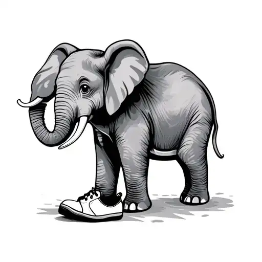 Simple Cute Elephant And A Shoe
