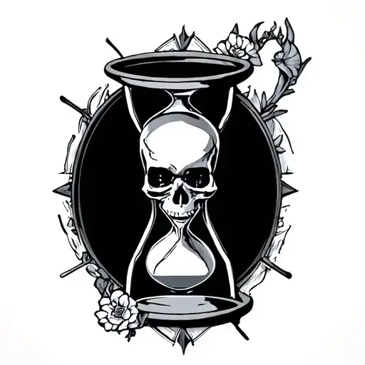Hourglass With Skull In The Bottom Half