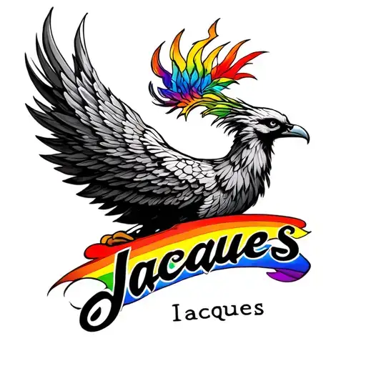 Phoenix Rainbow Colors With Name Jacques Embedded