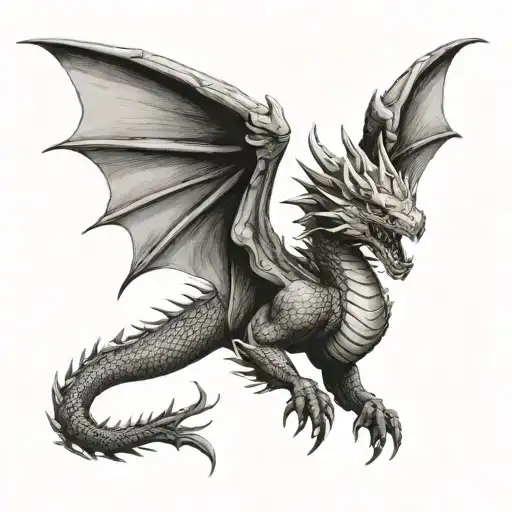 Dragon Facing Front Flying With Wings Spread Wide Open