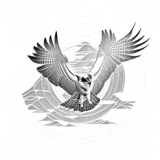 Osprey Portrait Planets Mountains Waves