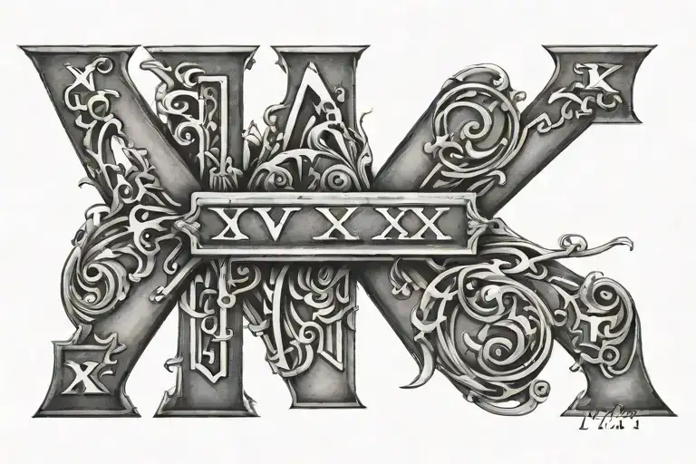 Roman Numerals Tattoo Design Of Iv Ix Mmv