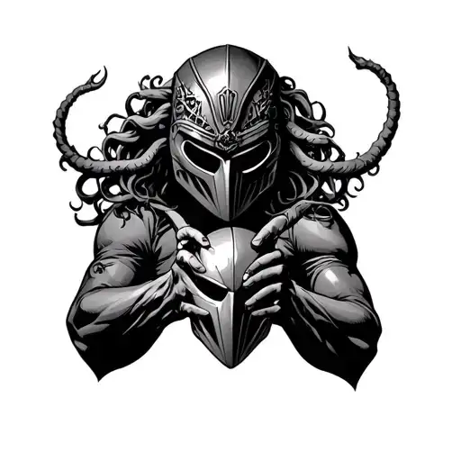 Medusa Holding Mask Of Mf Doom Marine Holding Imp