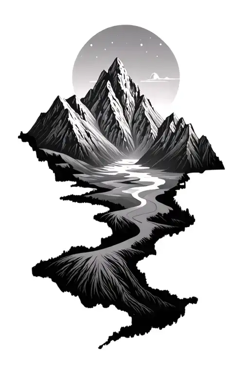 Mountain Range Forming The Shape