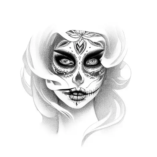 Beautiful Woman With Day Of The Dead Makeup