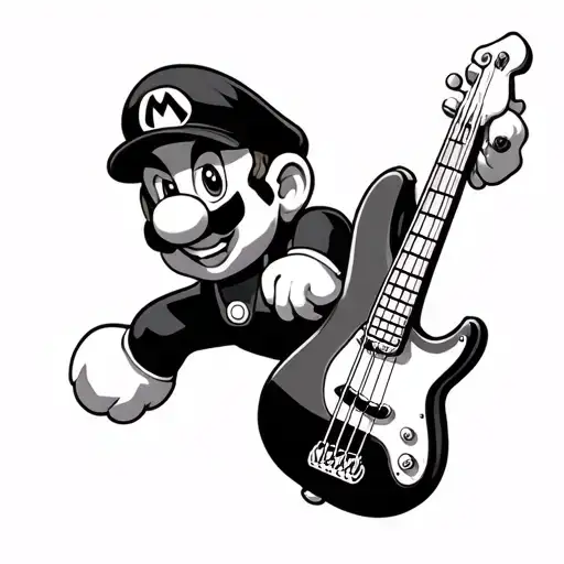 Bass Guitar And Mario