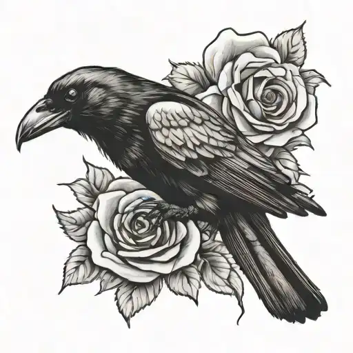 Crow Holding A Rose