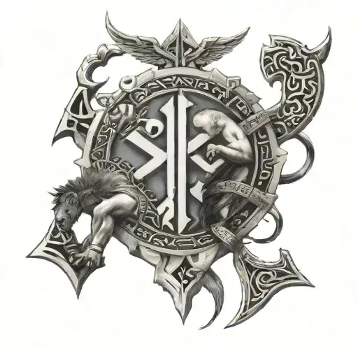 Liam's Name In Old Norse Runes Surrounded By Mma Fighters In A Battle Scene