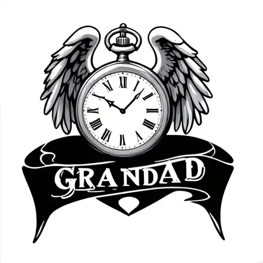 Pocket Watch With Angel Wings With The Word Grandad