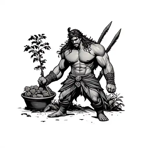 Muscular Warrior Gardening