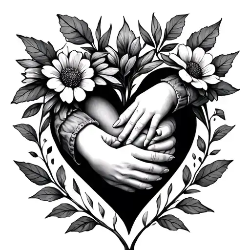 A November Flower In A Heat Form With A Baby Hand And A Mommy Hand In The Heart