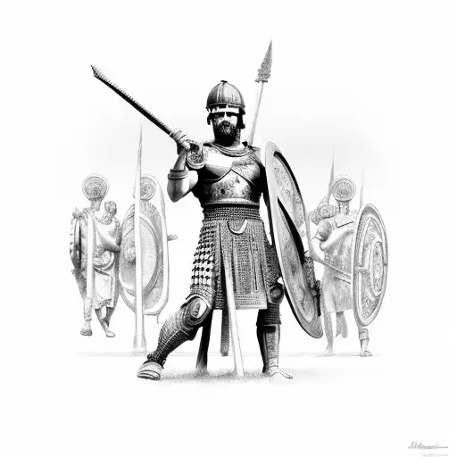 Roman Architecture With A Roman Gladiator In Front