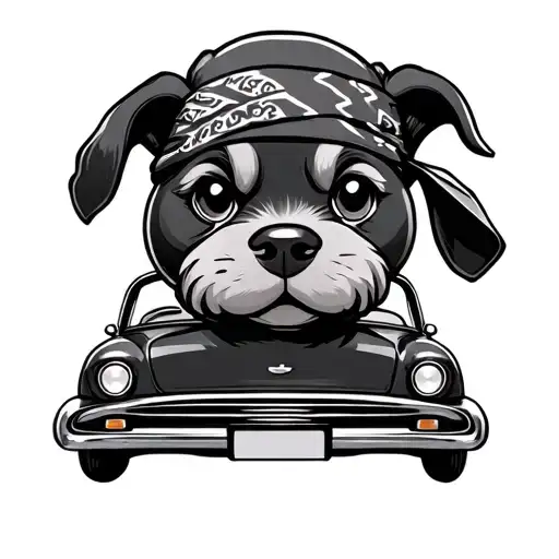 Goofie With Bandana Driving Car