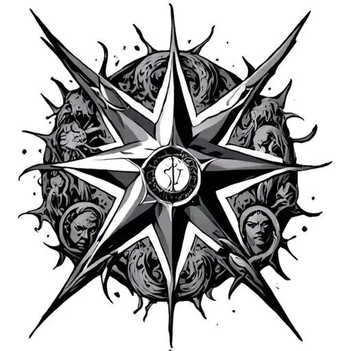 Chaos Star With Gods Of Haos Emblents